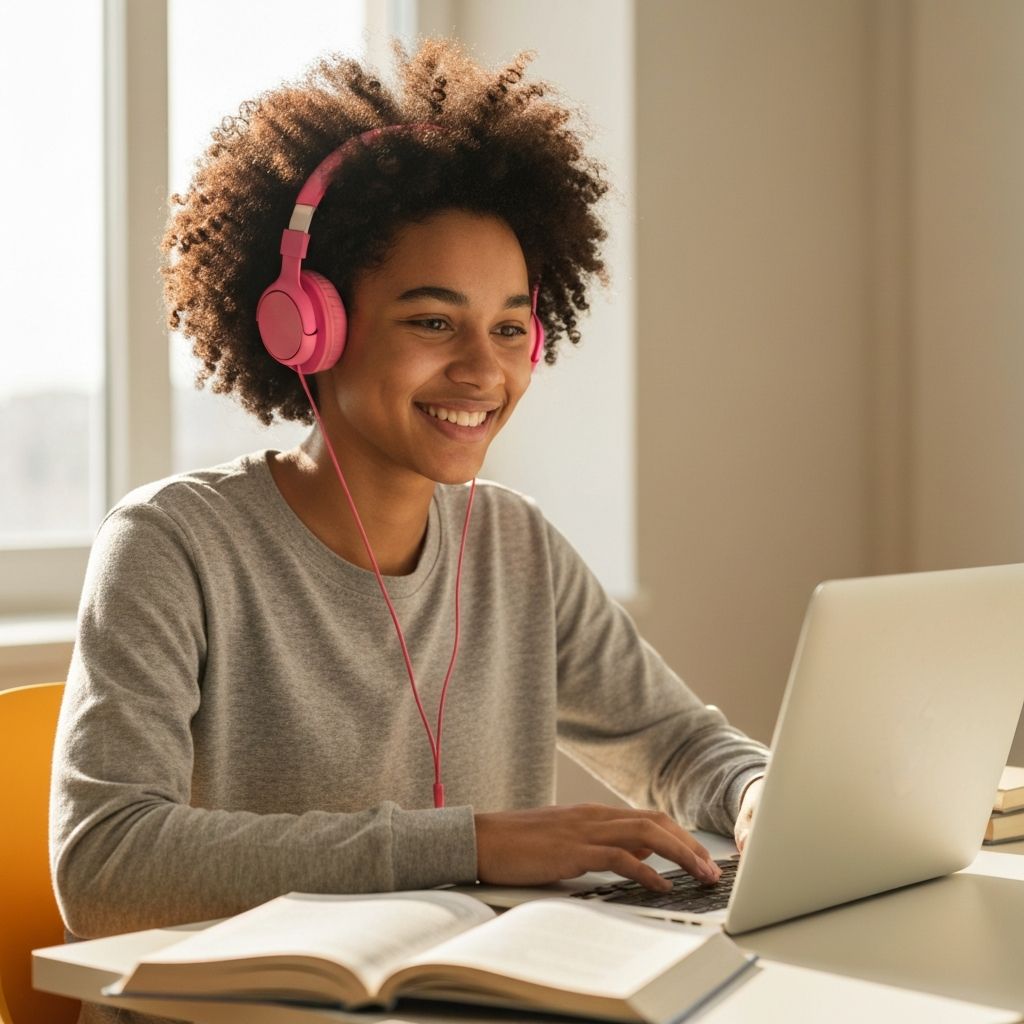 Young volunteer during language exchange session