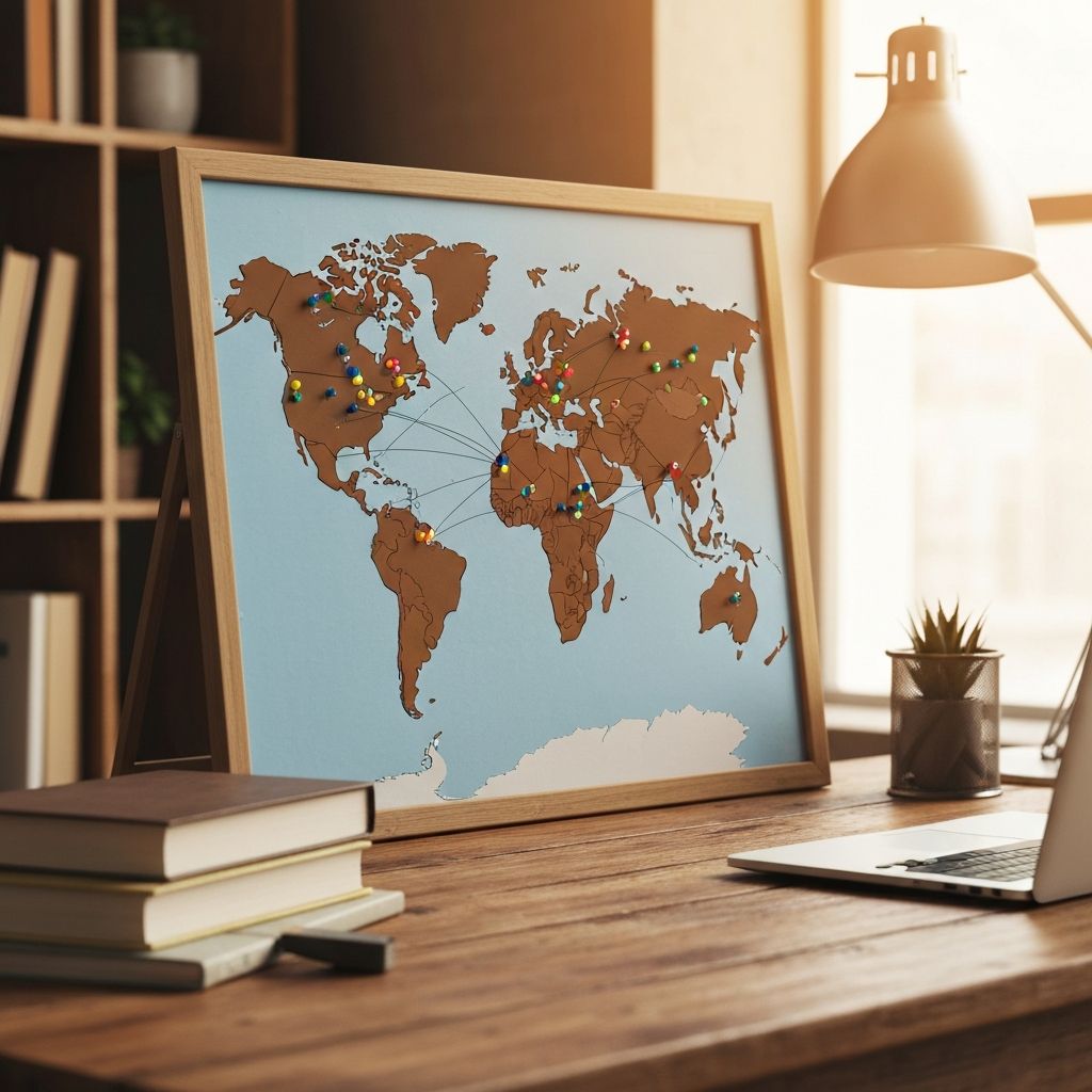 World map pinboard showing global volunteer connections